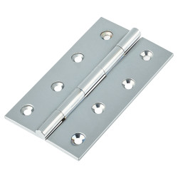 Solid Drawn Butt Door Hinge - 100 x 60 x 2.4mm - Polished Chrome - Pair
