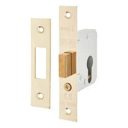 Touchpoint Contract Euro Profile Deadlock - 65mm Case - 44mm Backset - Polished Brass