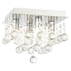 Forum Spa Orlando 4 Light Flush Ceiling Light - Polished Chrome Fittings & Crystal Droplets