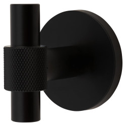 Hampstead Knurled Single Coat Hook - 55 x 52mm - Matt Black