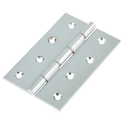 Double Steel Washered Butt Door Hinge - 100 x 67 x 2.2mm - Polished Chrome - Pair