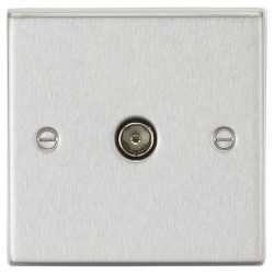 Knightsbridge 1 Gang Square Edge Non Isolated TV Outlet - Brushed Chrome