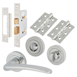 Touchpoint Polished Chrome Bathroom Lock Door Handles on Rose Pack - Eloise Range