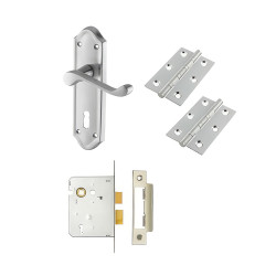 Altro Satin Chrome Scroll 3 Lever Sashlock Door Handles Pack - Ashmead Range