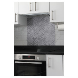 Altro Aluminium Kitchen Splashback - 900 x 750mm - Matt White Herringbone