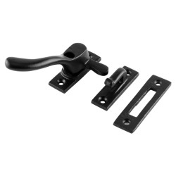 Olde Forge Ball End Locking Mortice & Hook Plate Casement Window Fastener - LH - Antique Black Iron