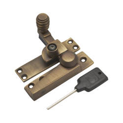 Altro London Beehive Pattern Quadrant Arm Locking Sash Window Fastener - 75 x 17mm - Antique Brass
