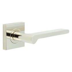 Burlington by Frelan Polished Nickel Fire Rated Door Handles on Square Rose - Fitzrovia Range