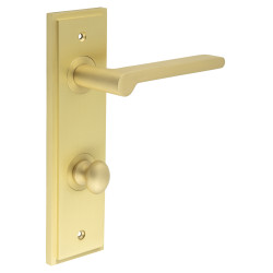 Burlington by Frelan Satin Brass Fire Rated DIN Bathroom Door Handles - Fitzrovia - Inner 1 - 200 x 55mm
