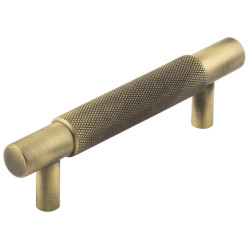 Hoxton by Frelan Taplow 18mm Knurled T-Bar Cabinet Pull Handle - 96mm c/c - Antique Brass