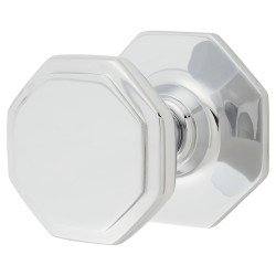 Altro Octagonal Centre Door Knob - 79mm Rose Diameter - Polished Chrome