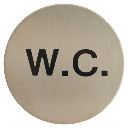 Altro WC Toilet Door Sign - Self Adhesive - 75mm Diameter - Satin Stainless Steel