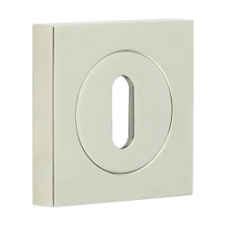 Burlington BUR60 by Frelan Square Escutcheon on Plain Rose - 52 x 52mm - Keyhole - Polished Nickel