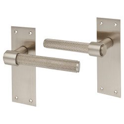 Altro Satin Nickel Knurled Latch Door Handles - Loxley Range - 150 x 50mm