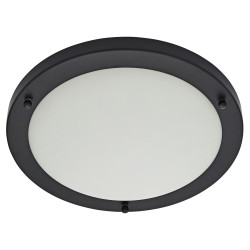 Forum Spa Delphi 18W Large Flush LED Bathroom Ceiling Light - IP44 - 4000K Cool White - Satin Black