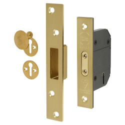 Yale M562 BS3621:2007 5 Lever Deadlock - 64mm Case - 44mm Backset - Polished Brass