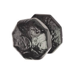 Elan Octagonal Centre Door Knob - 62mm Rose Diameter - Metalized Antique Black Iron