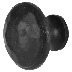 Olde Forge Round Cabinet Knob - 40mm Diameter - Black Iron