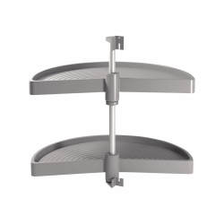 Emuca 1/2 Tray Carousel Set - Cabinet Width 800mm - Grey Plastic