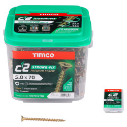 TIMCO C2 Strong-Fix Pozi Double Countersunk Twin-Cut Wood Screws Tub - 5.0 x 70mm - Pack of 375