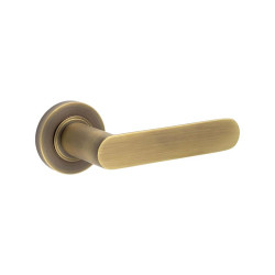 Burlington by Frelan Antique Brass Fire Rated Door Handles on Round Rose - Kensington Range