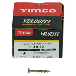 TIMCO Velocity Pozi Countersunk Wood Screws - 5.0 x 40mm - Yellow Zinc - Pack of 200