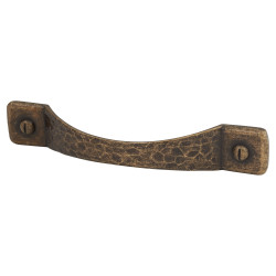 Olde Forge Mottled Bow Cabinet Pull Handle - 128mm Centres - Antique Brass