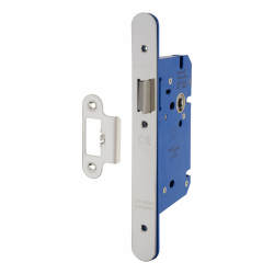 Hampstead Architectural DIN Latch - 85mm Case - 60mm Backset - Radius - Polished Stainless Steel