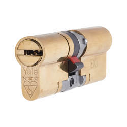 Yale 3 Star Anti-Snap Platinum 95mm Euro Double Cylinder - 45 + 50mm - Pol Brass - Keyed to Differ