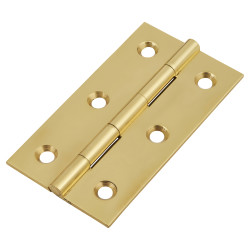 Solid Drawn Butt Cabinet Hinge - 64 x 35 x 1.45mm - Polished Brass - Pair