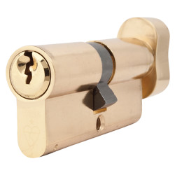 Yale 1 Star 6 Pin Kitemarked 70mm Euro Thumbturn Cylinder - 35mm Turn + 35mm - Polished Brass