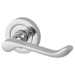 Touchpoint Polished Chrome Victorian Summer Scroll Door Handles on Round Rose
