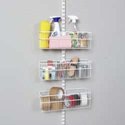 elfa Wardrobe & Wall Mounted Storage Kit - 1 x Twin Slot Wall Upright & 3 x Wire Baskets - White