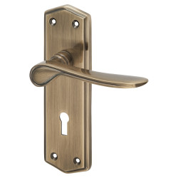 Altro Antique Brass Keyhole Lock Door Handles - Rome Range - 170 x 50mm