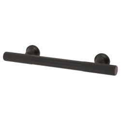 Altro York 12mm Partially Knurled T-Bar Cabinet Pull Handle - 96mm Centres - Matt Black