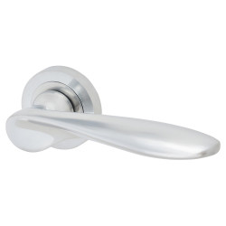 Altro Satin Chrome Door Handles on Round Rose - Lancaster Range