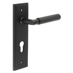 Burlington by Frelan Black Fire Rated DIN Euro Lock Door Handles - Piccadilly - 200 x 55mm