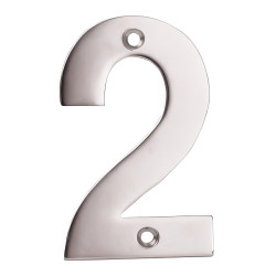 Altro 100mm Screw Fix Door Numeral - 2 - Satin Stainless Steel