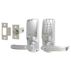 Codelocks CL5010 Digital Code Lock and Latch with Key Override - Brushed Steel