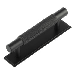 Hoxton by Frelan Taplow 18mm Knurled T-Bar Cabinet Pull Handle on Stepped Backplate - 96mm c/c - Black
