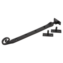 Olde Forge Curly Tail Casement Window Stay - 10"/250mm Length - Smooth Black