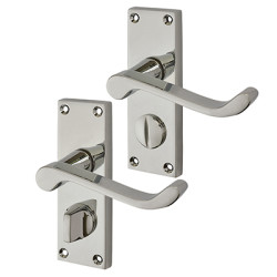 Touchpoint Polished Chrome Budget Scroll Privacy Door Handles - Short Plate - Mia Range - 114 x 42mm