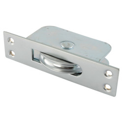 Hampstead Square Large Ball Bearing Sash Window Pulley - 57mm Curved Metal Wheel - Satin Chrome