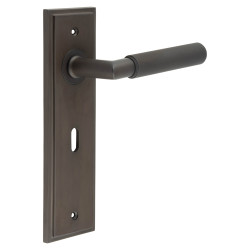 Burlington by Frelan Dark Bronze Fire Rated Keyhole Lock Door Handles - Piccadilly - 200 x 55mm