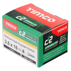 TIMCO C2 Strong-Fix Pozi Double Countersunk Wood Screws - 3.5 x 16mm - Yellow Zinc - Pack of 200