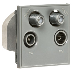 Knightsbridge 1 Gang TV + 2 x F type Satellite + FM/DAB Quadplexer Euro Module - Grey