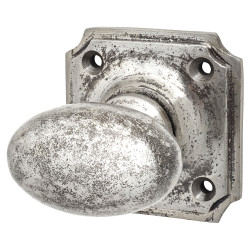 Olde Forge Polished Iron Oval Rim Door Knob - 52 x 52mm Square Rose