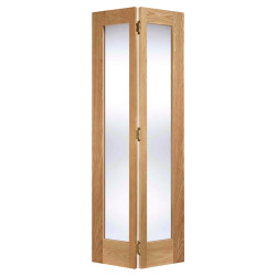 LPD Pattern 10 2 Light Clear Glazed Unfinished Solid Bi-Fold Internal Door - 1981 x 686mm - Oak