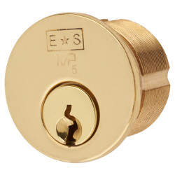 Eurospec 5 Pin 27mm Threaded Rim Cylinder - Polished Brass - Keyed to Differ