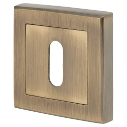 Altro Square Escutcheon - 52 x 52mm - Keyhole - Antique brass